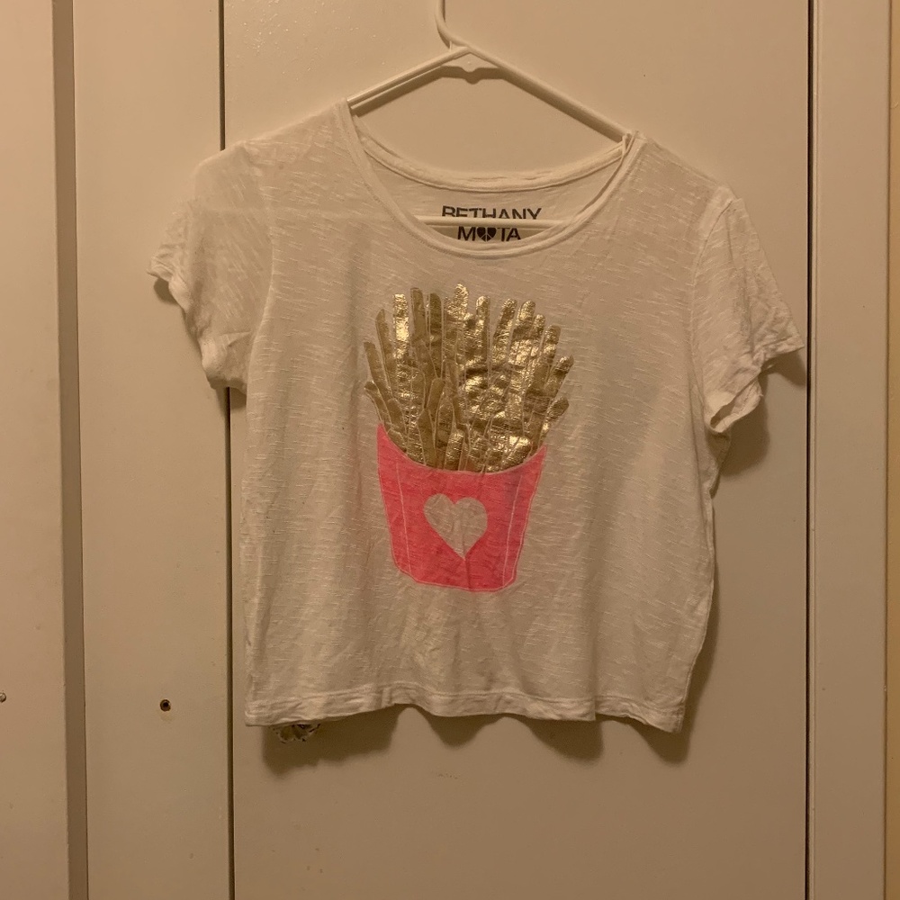 BETHANY MOTA French Fried White Crop T-shirt XS
